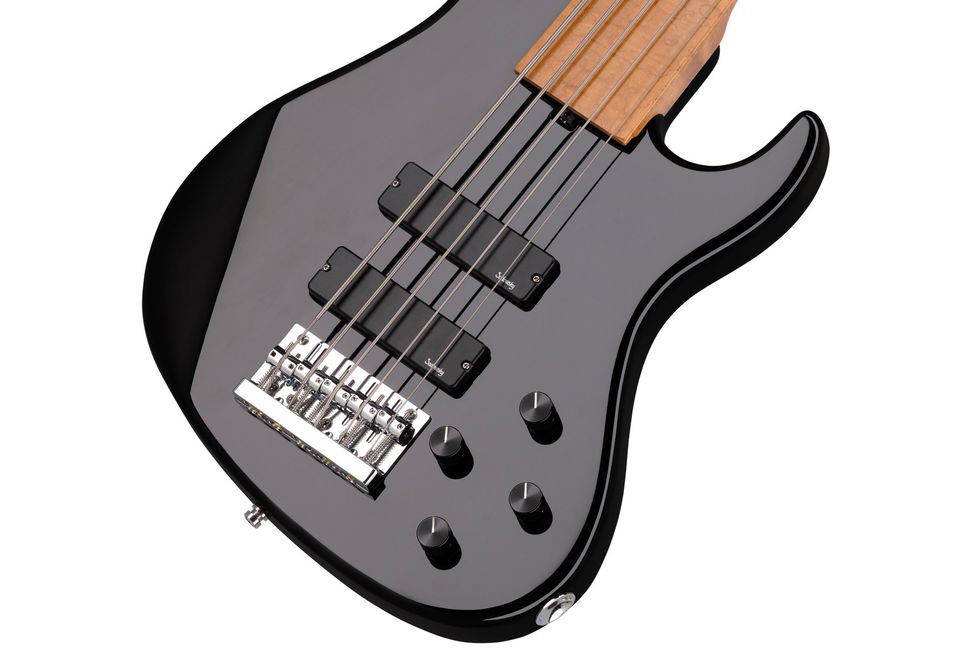 MetroExpress 24-Fret Modern Bass, 5 Fretless - Solid Black High Polish